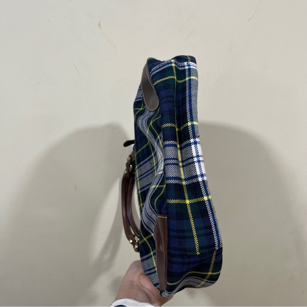 RARE J. McLaughlin Tartan Handbag Vintage Wool /Leather plaid Handbag - Picture 8 of 15